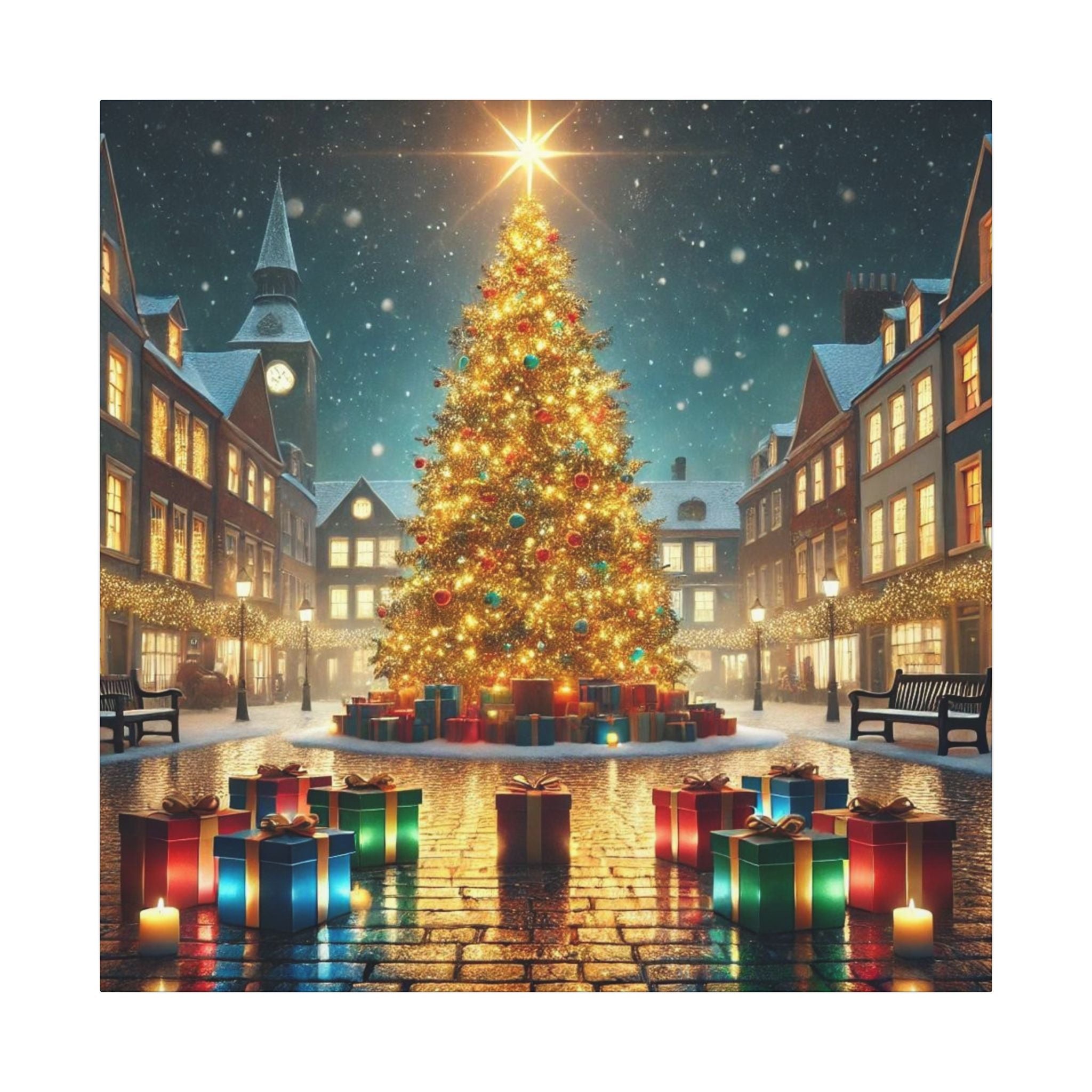 Julcanvas Väggkonst – 'En Underbar och Vänlig Jul'