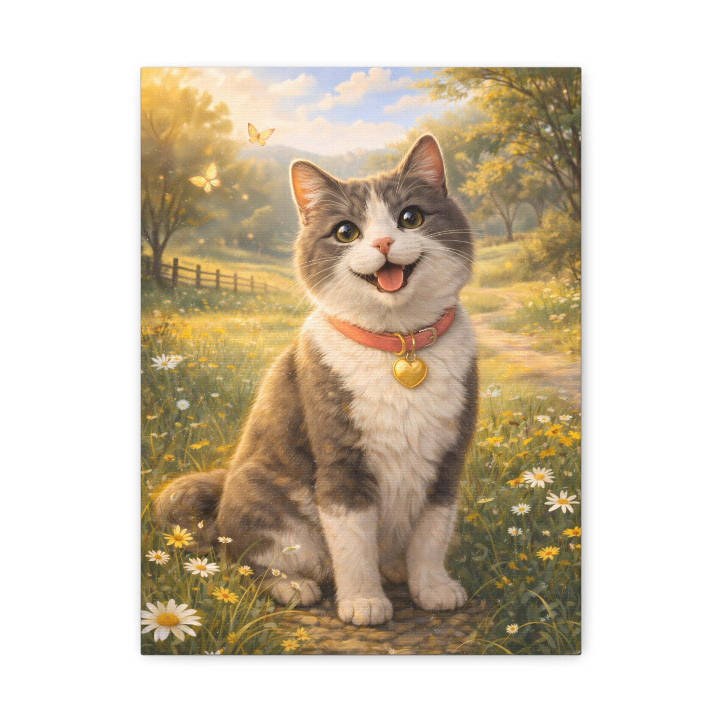 Vänlig Katt i Naturen – Lugn & Glad Canvas