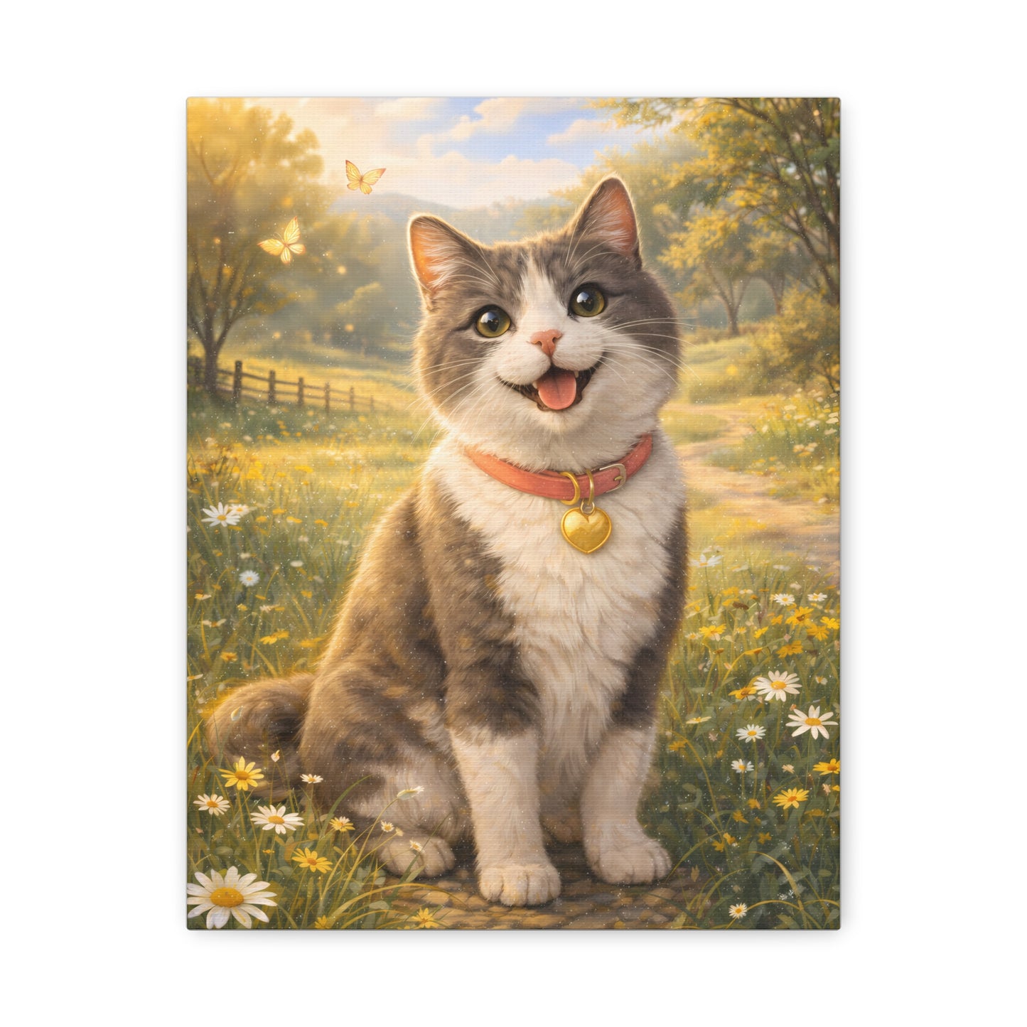 Vänlig Katt i Naturen – Lugn & Glad Canvas