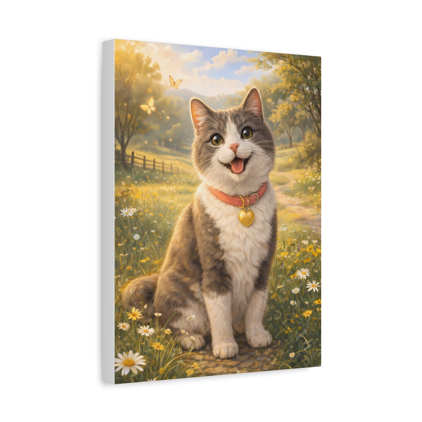 Vänlig Katt i Naturen – Lugn & Glad Canvas