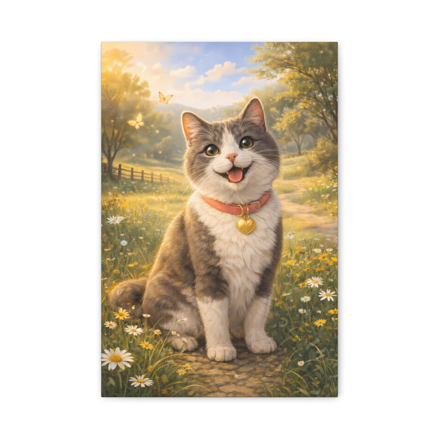 Vänlig Katt i Naturen – Lugn & Glad Canvas