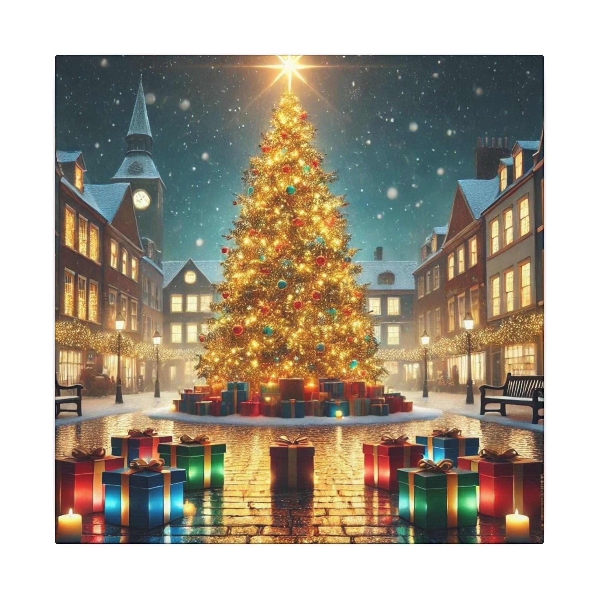 Julcanvas Väggkonst – 'En Underbar och Vänlig Jul'