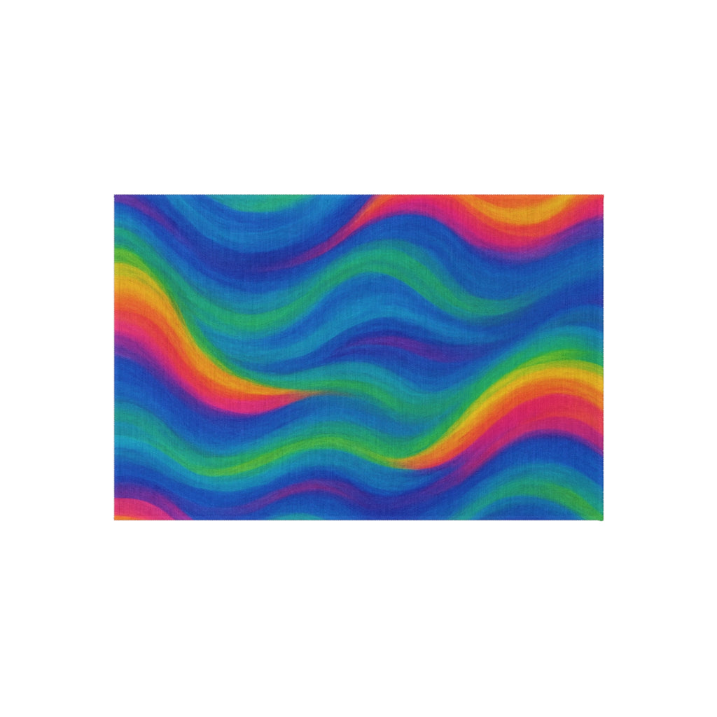 Levande Regnbågsvågor Utomhusmatta – Färgglad Vågig Patiomatta